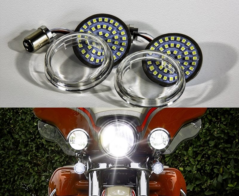 PBYMT 1157 Turn Signal Light Front Rear LED SMD Bulb Smoke Lens Cover 2 Inches Bullet Compatible for Harley Touring Road King Street Electra Glide 1986-2020 